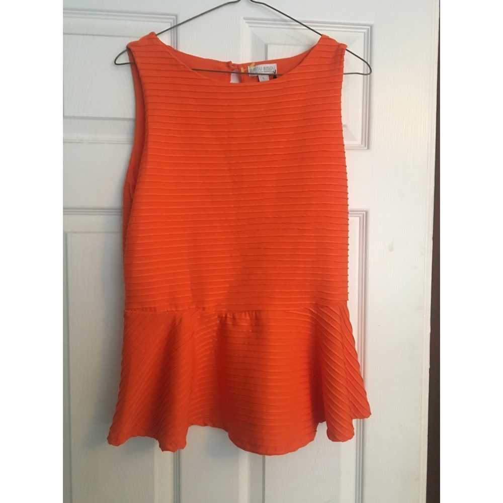 Ribbed Orange Peplum NWT